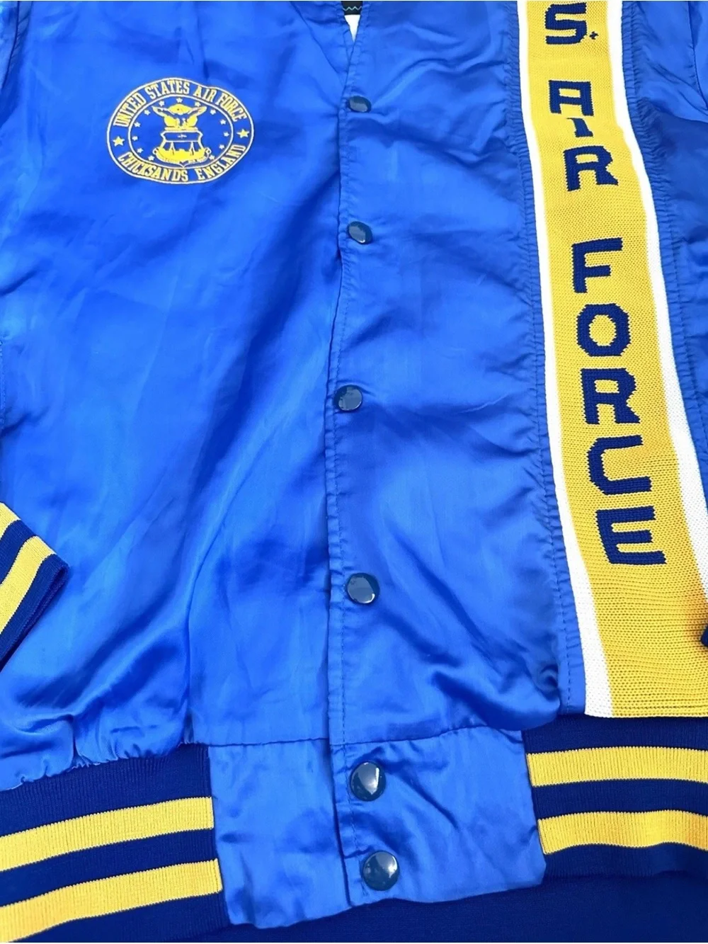 Blue & Yellow U.S. Air Force Satin Bomber Jacket